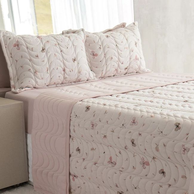 Cobreleito Queen Size Bella Enxovais Malha 100% Algodão 3 Peças Cloud Briza