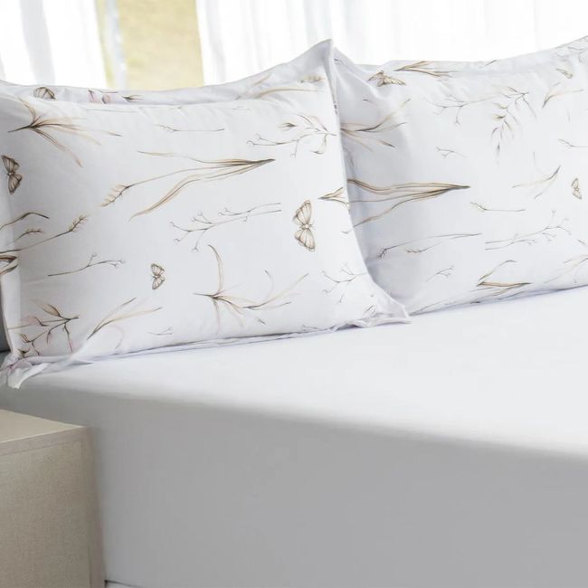 Jogo de Lençol e Fronha Queen Size Bella Enxovais Malha 100% Algodão 3 Peças Cloud Eva