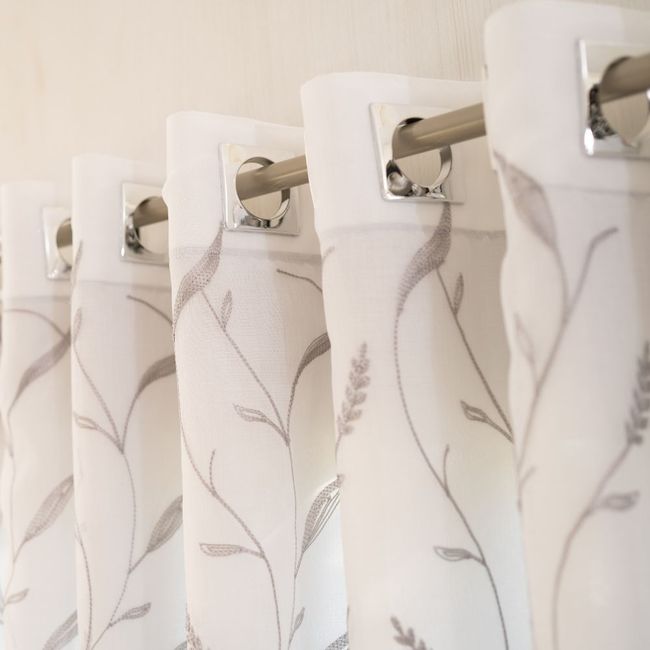 Cortina Bordada Voil com Forro 500x250cm Bella Enxovais Angela