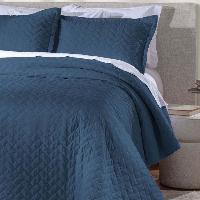 Colcha Casal Corttex Mônaco 3 Peças Marinho