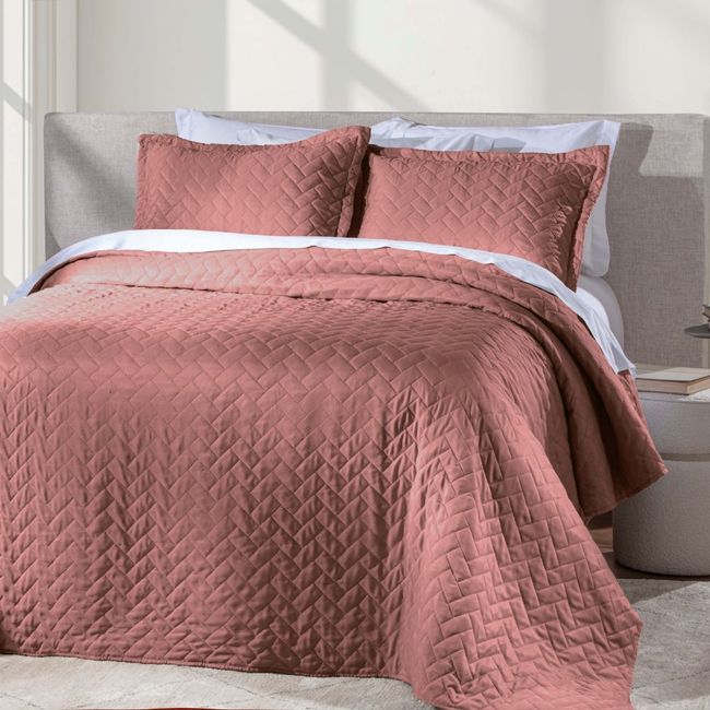 Colcha King Size Corttex Mônaco 3 Peças Rosa
