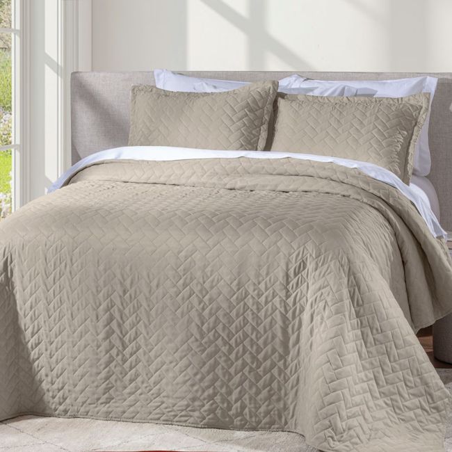 Colcha King Size Corttex Mônaco 3 Peças Taúpe