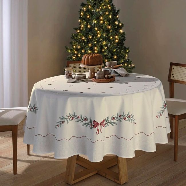 Toalha de Mesa Redonda 200cm Matisse Dohler Clean Natal 123