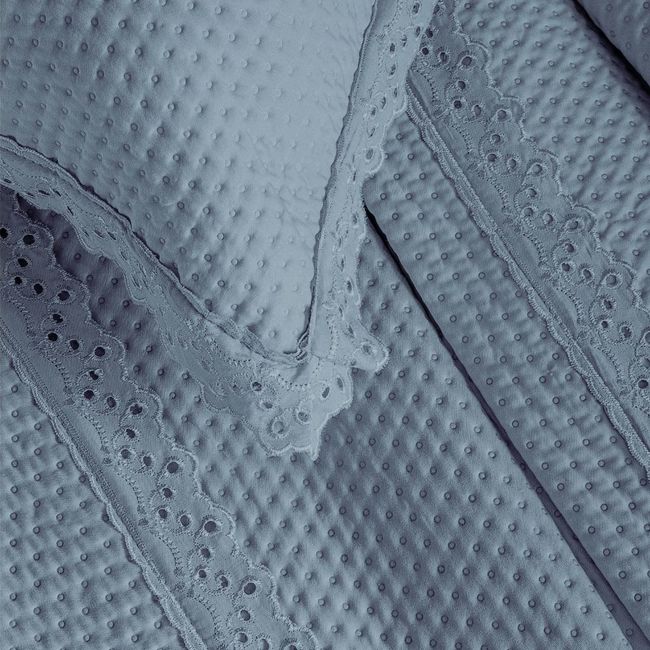 Colcha Casal 200 Fios Corttex Romantic 3 Peças Azul