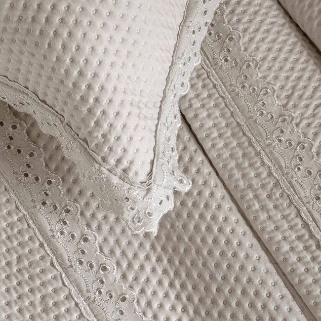 Colcha Casal 200 Fios Corttex Romantic 3 Peças Taúpe