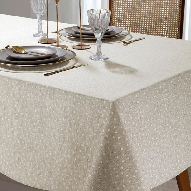Toalha de Mesa Quadrada 8 Lugares Dohler Clean Linhares 200x200cm Paloma
