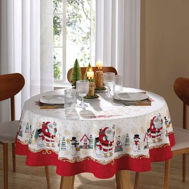 Toalha de Mesa Redonda 160cm Athenas Natal 119