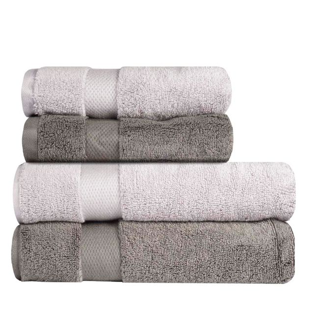 Jogo de Toalhas de Banho 4 Peças Super Soft Zero Twist Corttex Chumbo/Cinza