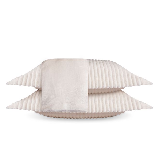 Jogo de Cama King Size Plush 3 Peças BBC Têxtil Marfim