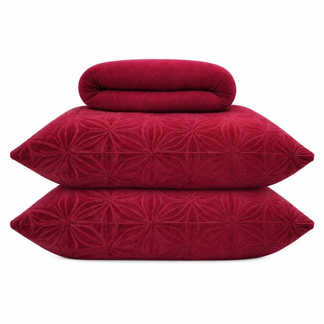 Jogo de Lençol e Fronha Queen Size Bella Enxovais Splendore 3 Peças Cereja